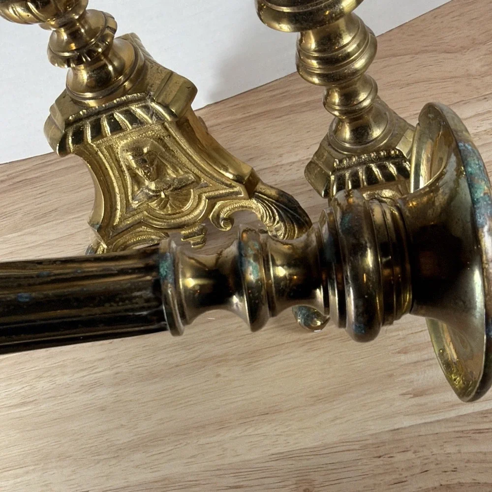 Set 3 Antique Church Altar Tall Brass Candlesticks Mary Joseph Jesus 20.5